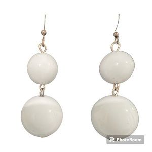White Double Ball Earrings